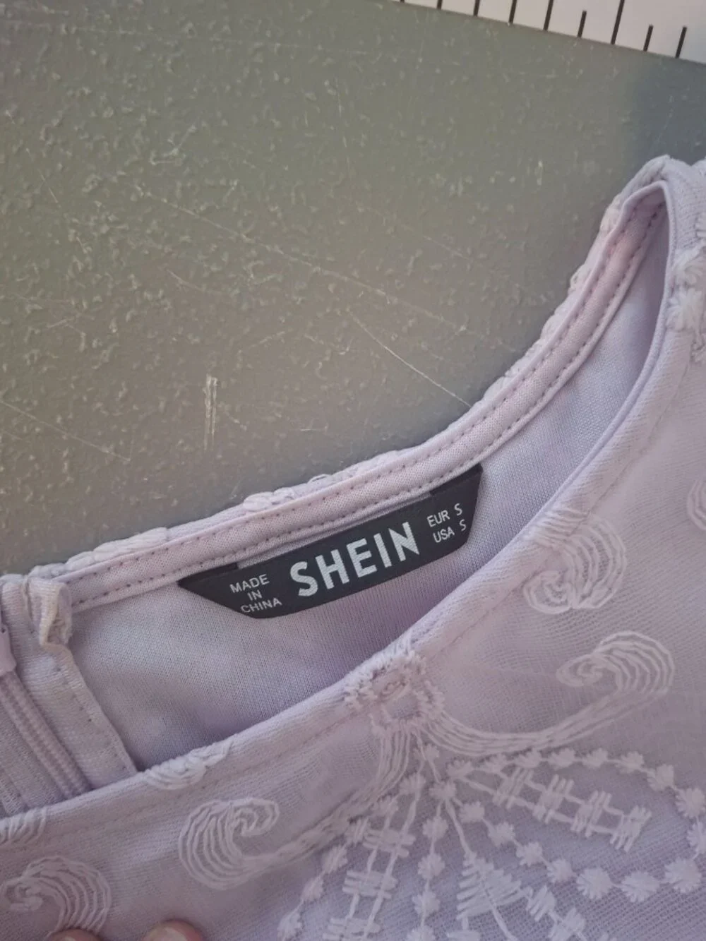SHEIN Lavender Lace Maxi Dress S Embroidered Bell Sleeve Boho Romantic Formal